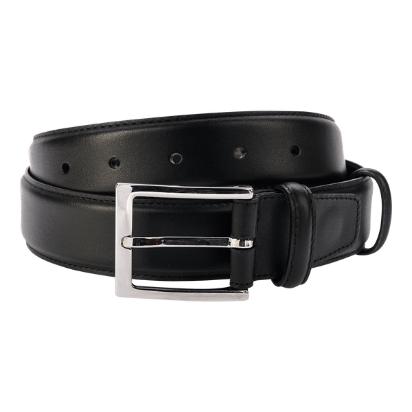 Carmina Belt in Black Calf with Nickel Buckle Belts Carmina 