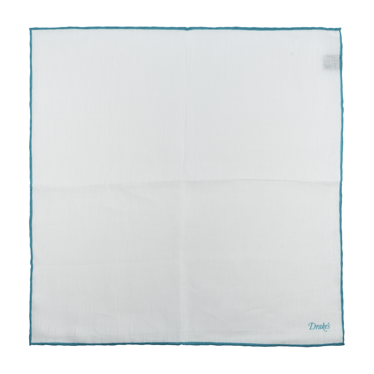 Drake's Pocket Square in Woven Linen with Printed Coloured Borders