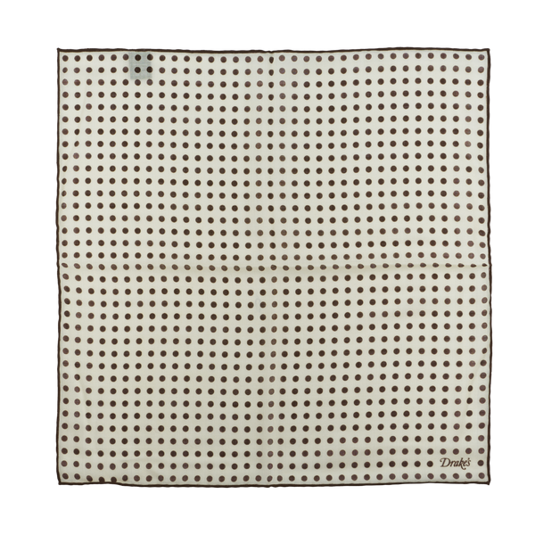 Drake's Pocket Square in Woven Wool-Silk with Printed Spots