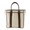 Frank Clegg Commuter Tote in Ivory Canvas and Chestnut Leather Trim