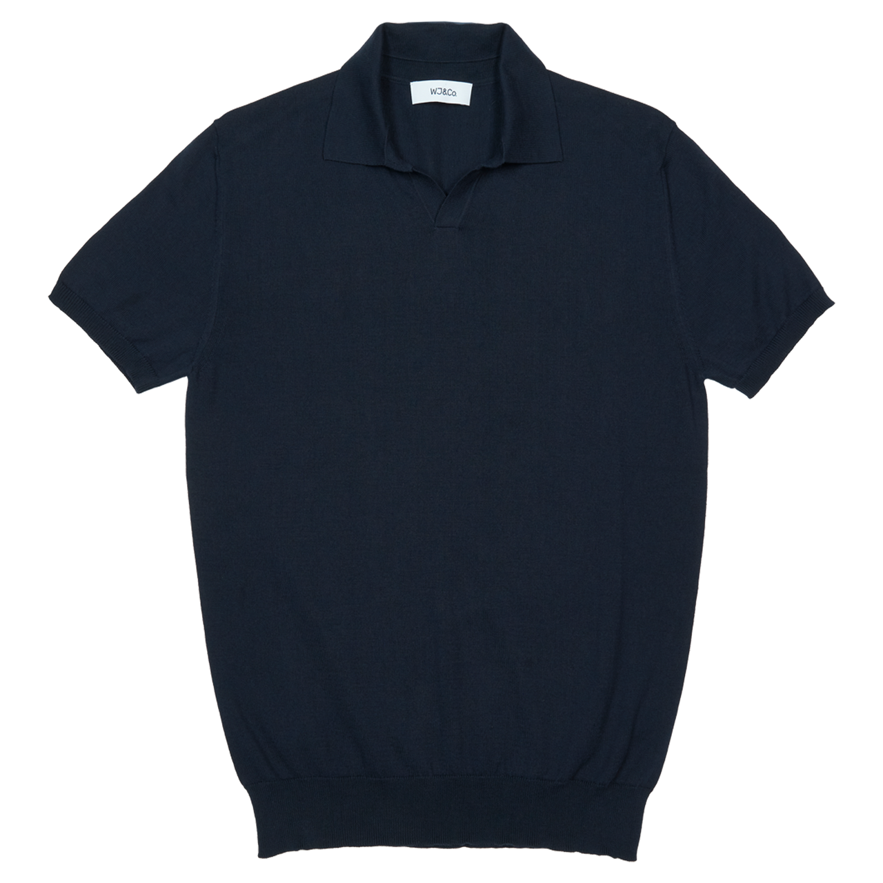 WJ & Co. Buttonless Polo in Navy Knitted Cotton
