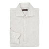 P. Johnson Popover in Beige and White Stripe Linen with Cutaway Collar