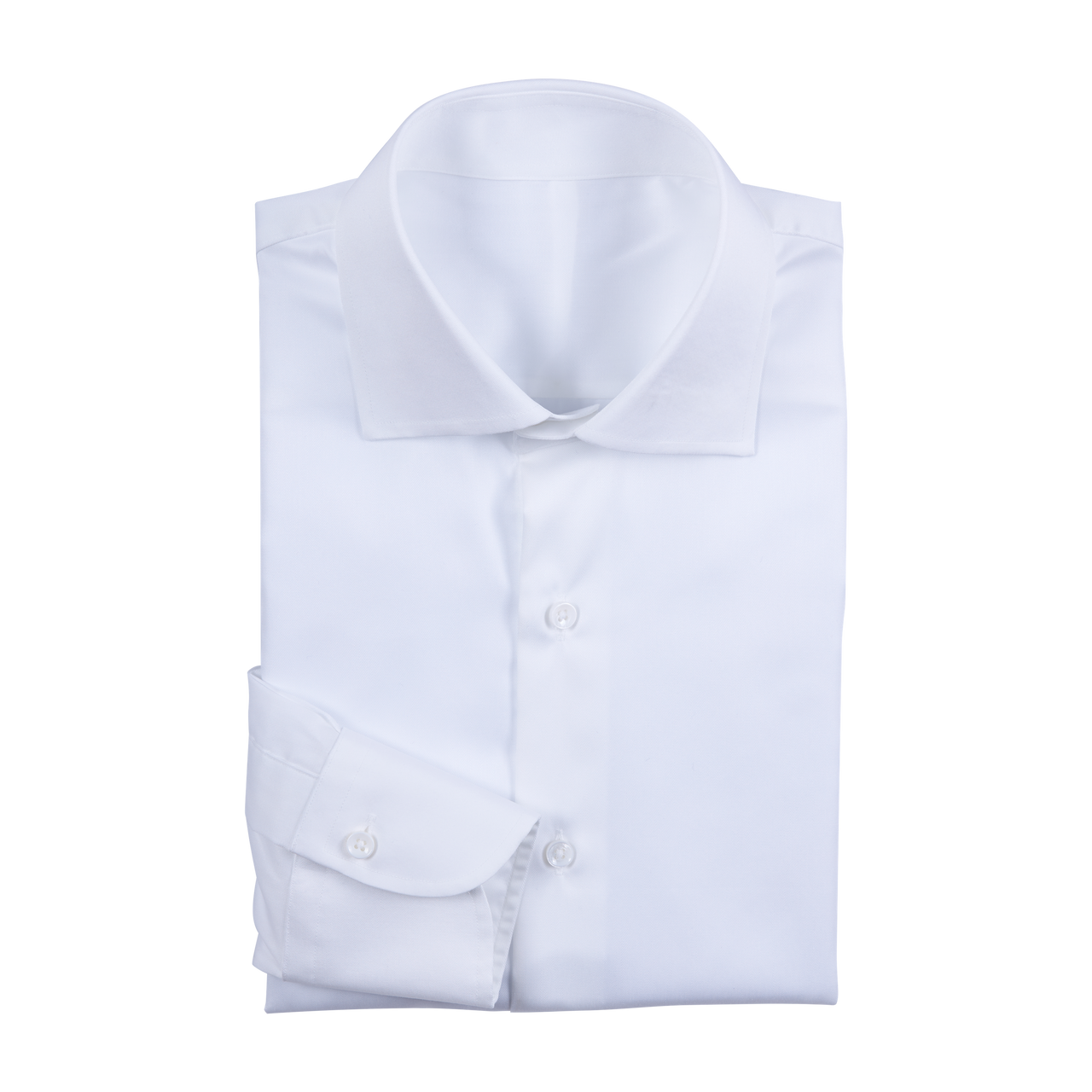 P. Johnson Shirt in White Cotton Twill with Spread Collar