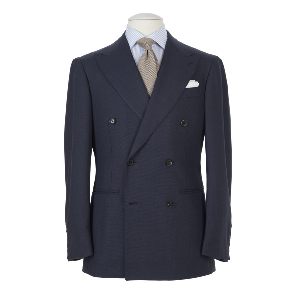Ring Jacket Double Breasted Suit 296EH-S178 in Navy 4-Ply Plain Weave Wool