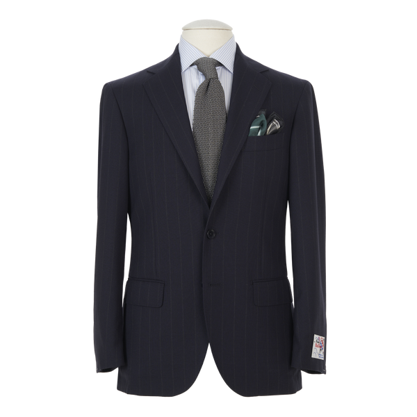 Ring Jacket Suit 301A-S186 in Navy Chalkstripe Wool